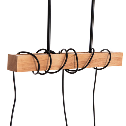 Ceiling Pendant 3-light Fixture Volks Hm4658 Metal-wood 49.5x5x134.5hcm.