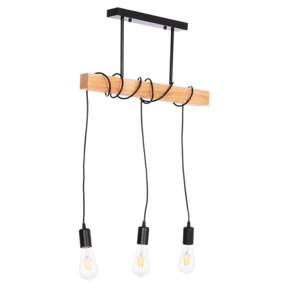 Ceiling Pendant 3-light Fixture Volks Hm4658 Metal-wood 49.5x5x134.5hcm.