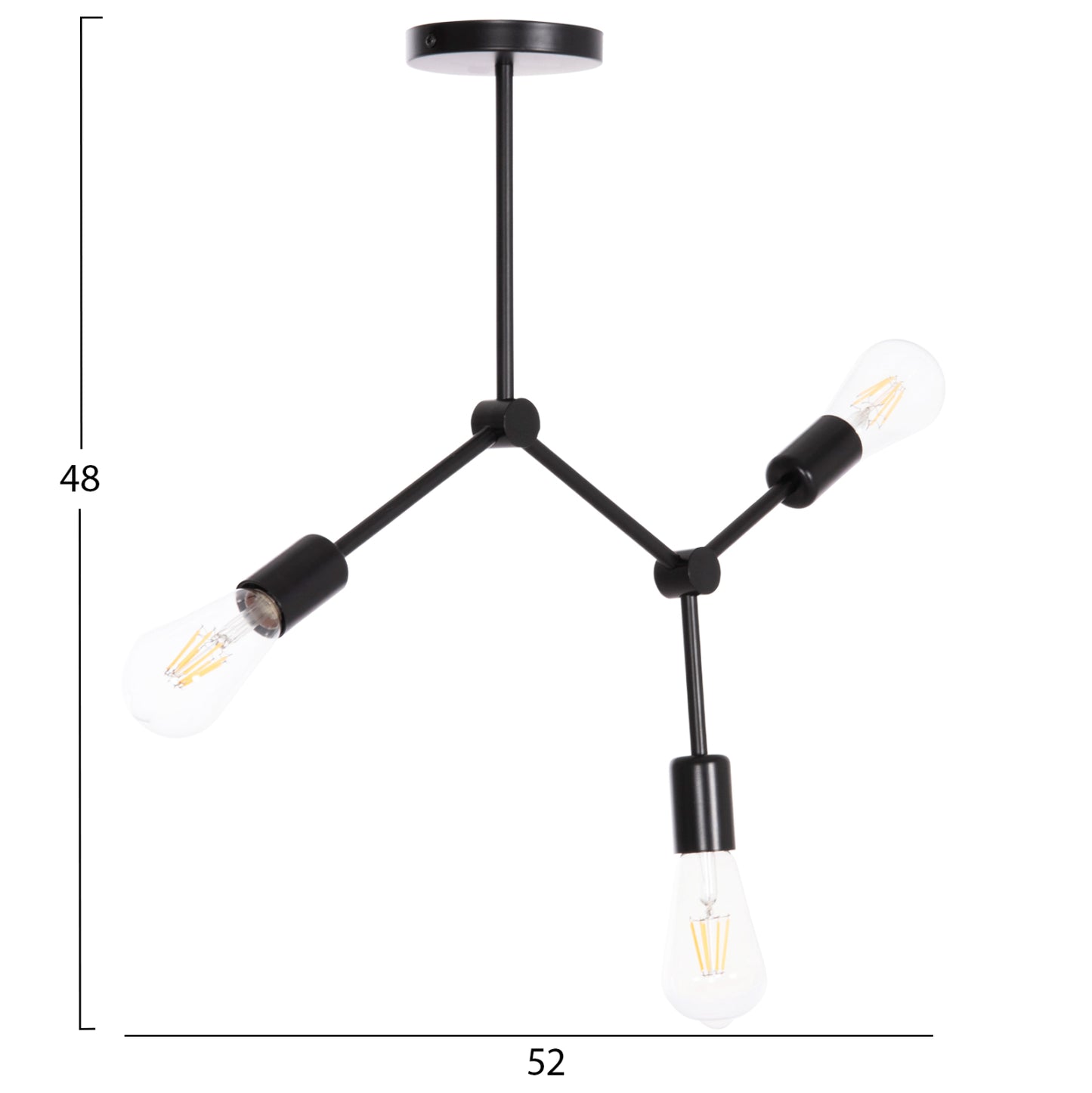 Ceiling Pendant 3-light Fixture Lighty Hm7404.11 Black Metal 52x5x48hcm.