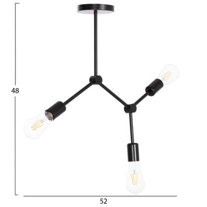 Ceiling Pendant 3-light Fixture Lighty Hm7404.11 Black Metal 52x5x48hcm.