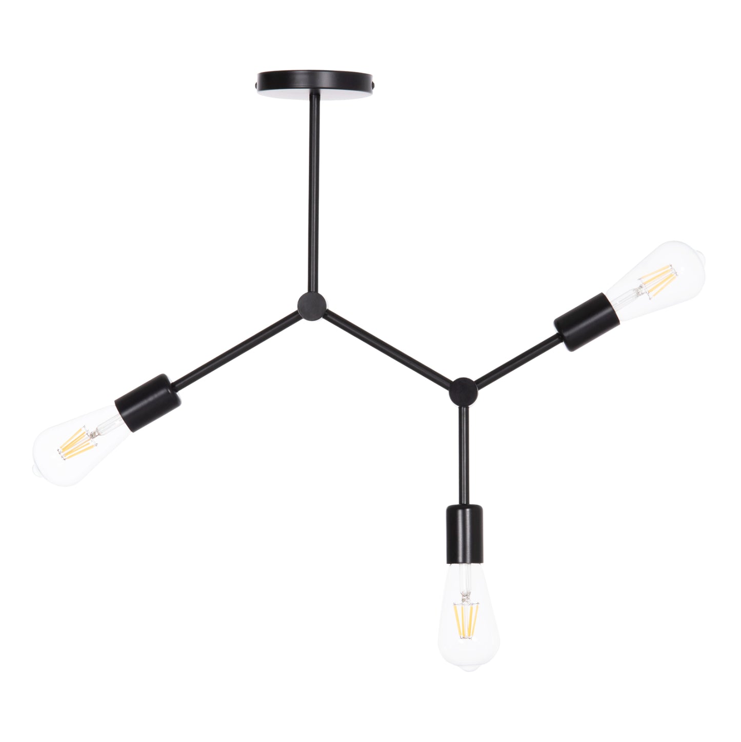 Ceiling Pendant 3-light Fixture Lighty Hm7404.11 Black Metal 52x5x48hcm.