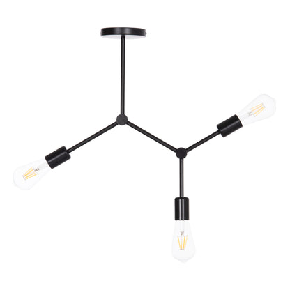 Ceiling Pendant 3-light Fixture Lighty Hm7404.11 Black Metal 52x5x48hcm.