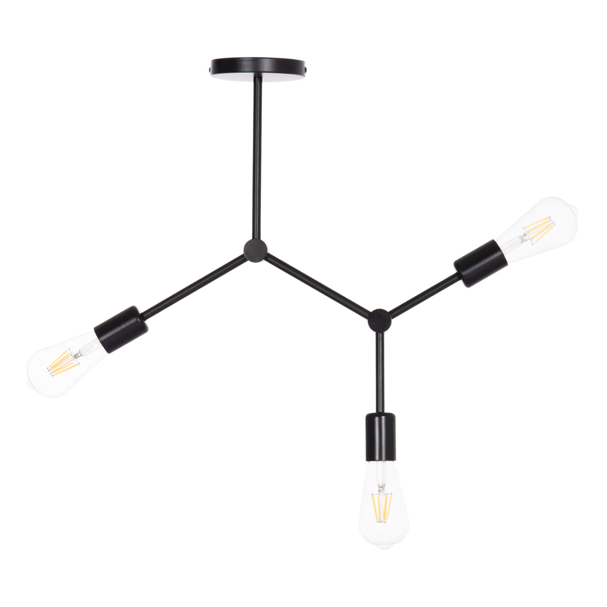 Ceiling Pendant 3-light Fixture Lighty Hm7404.11 Black Metal 52x5x48hcm.