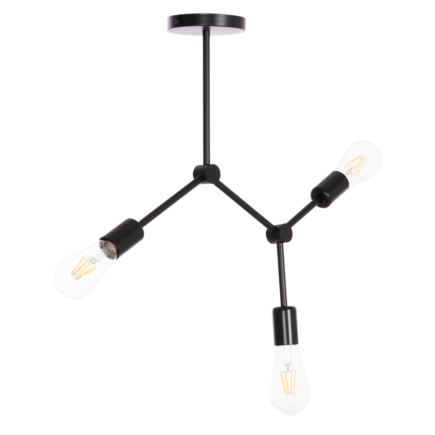 Ceiling Pendant 3-light Fixture Lighty Hm7404.11 Black Metal 52x5x48hcm.