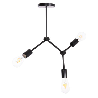 Ceiling Pendant 3-light Fixture Lighty Hm7404.11 Black Metal 52x5x48hcm.