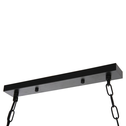 Ceiling Pendant 3-light Luminaire Hm4180 Black Metal-natural Hemp Rope 80x14,5x137hcm.