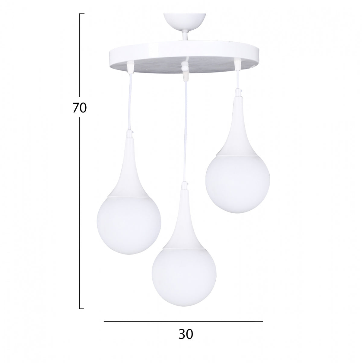 Ceiling Pendant 3-light Fixture Hm7516.03 Metal In White Φ30x75hcm.