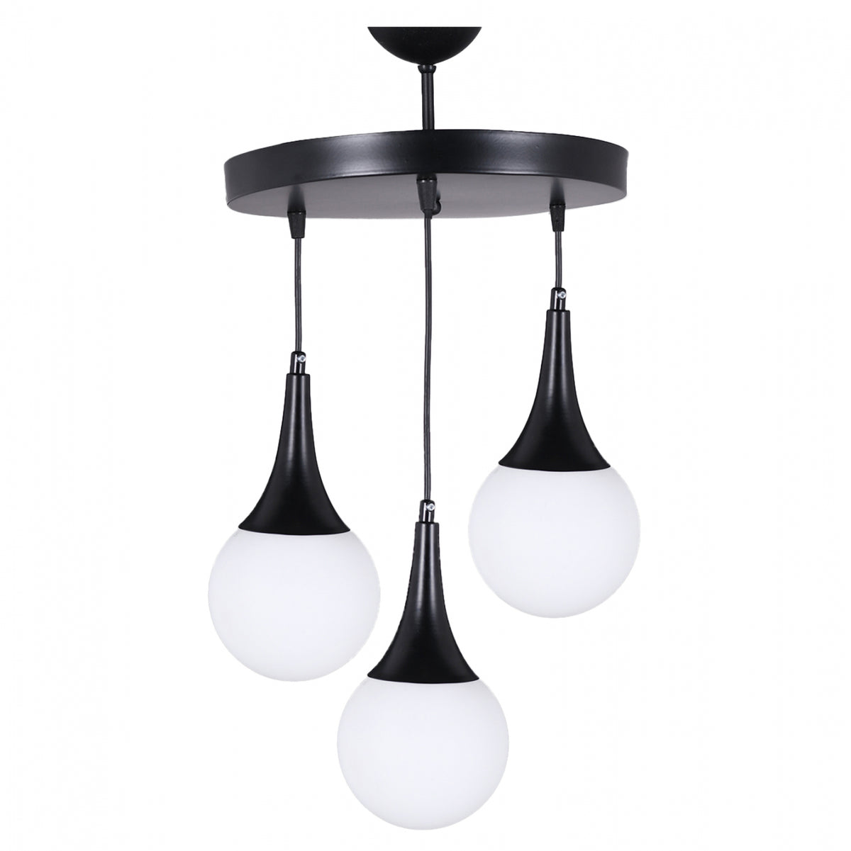 Ceiling Pendant 3-light Fixture Hm7516.01 Metal In Black Φ30x75hcm.