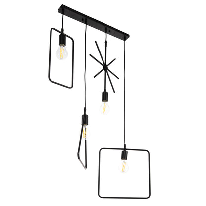 Ceiling Pendant 4-light Hm4099 Black Metal Geometrical Shapes 70x38x106h Cm.