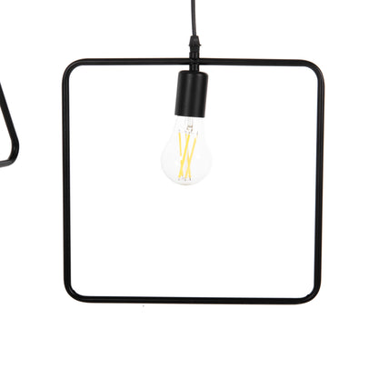 Ceiling Pendant 4-light Hm4099 Black Metal Geometrical Shapes 70x38x106h Cm.