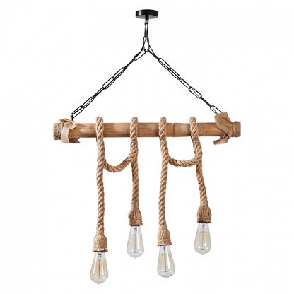 Ceiling Light Wooden With Rope Hm7321 65x8x82 Cm.