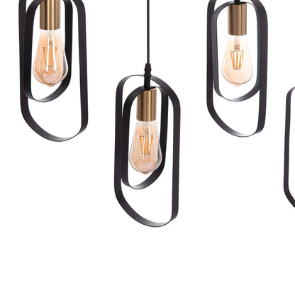 Ceiling Pendant 5-light Lamp Biut Hm7545.11 Black Metal-gold Socket 80x6x138hcm.