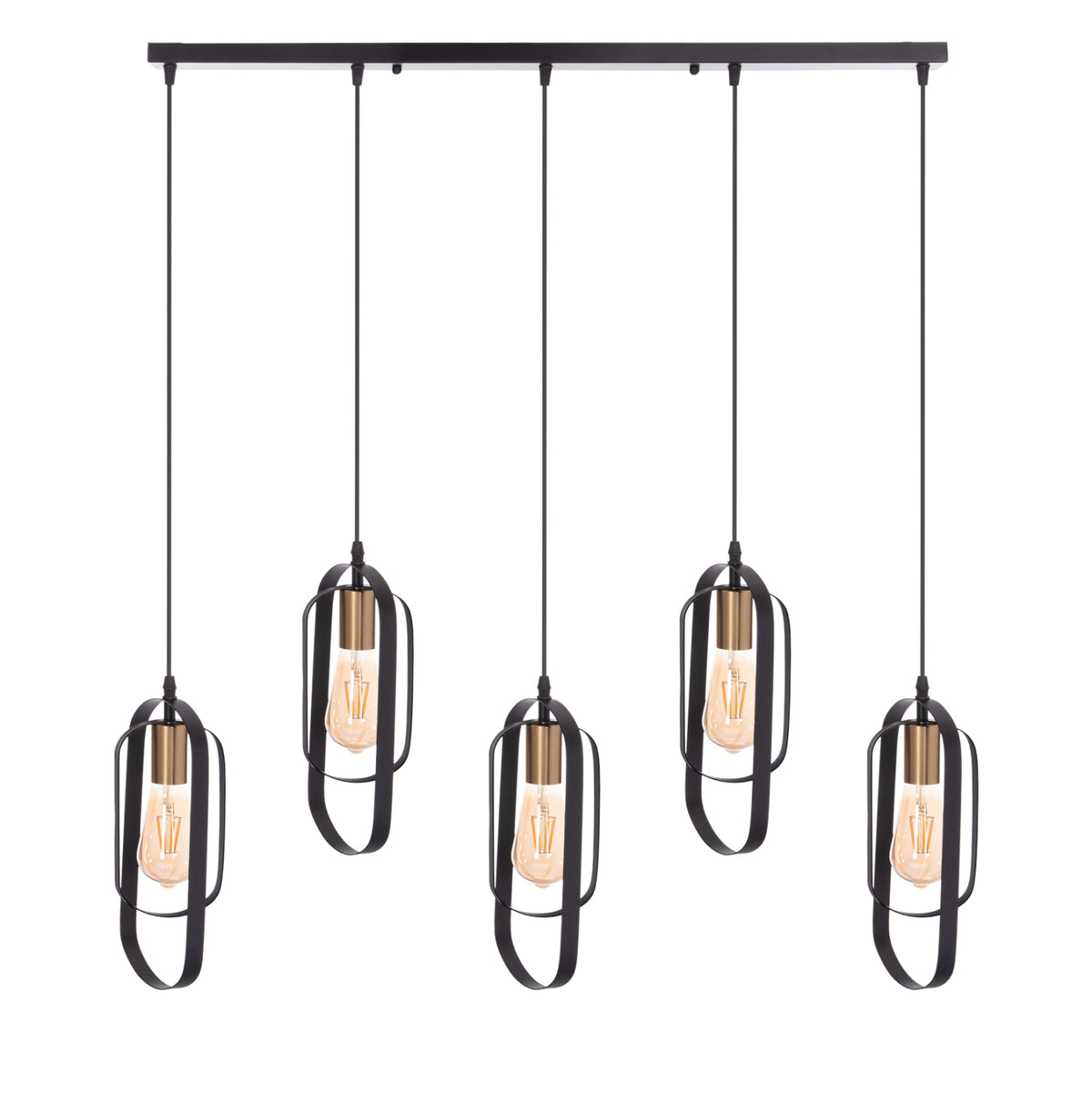 Ceiling Pendant 5-light Lamp Biut Hm7545.11 Black Metal-gold Socket 80x6x138hcm.