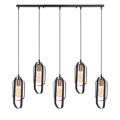 Ceiling Pendant 5-light Lamp Biut Hm7545.11 Black Metal-gold Socket 80x6x138hcm.