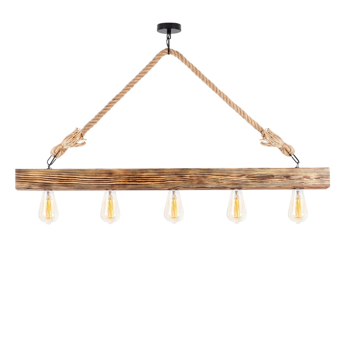 Wooden Pendant Light With Rope Details Hm7263 100Χ7Χ53 Cm.