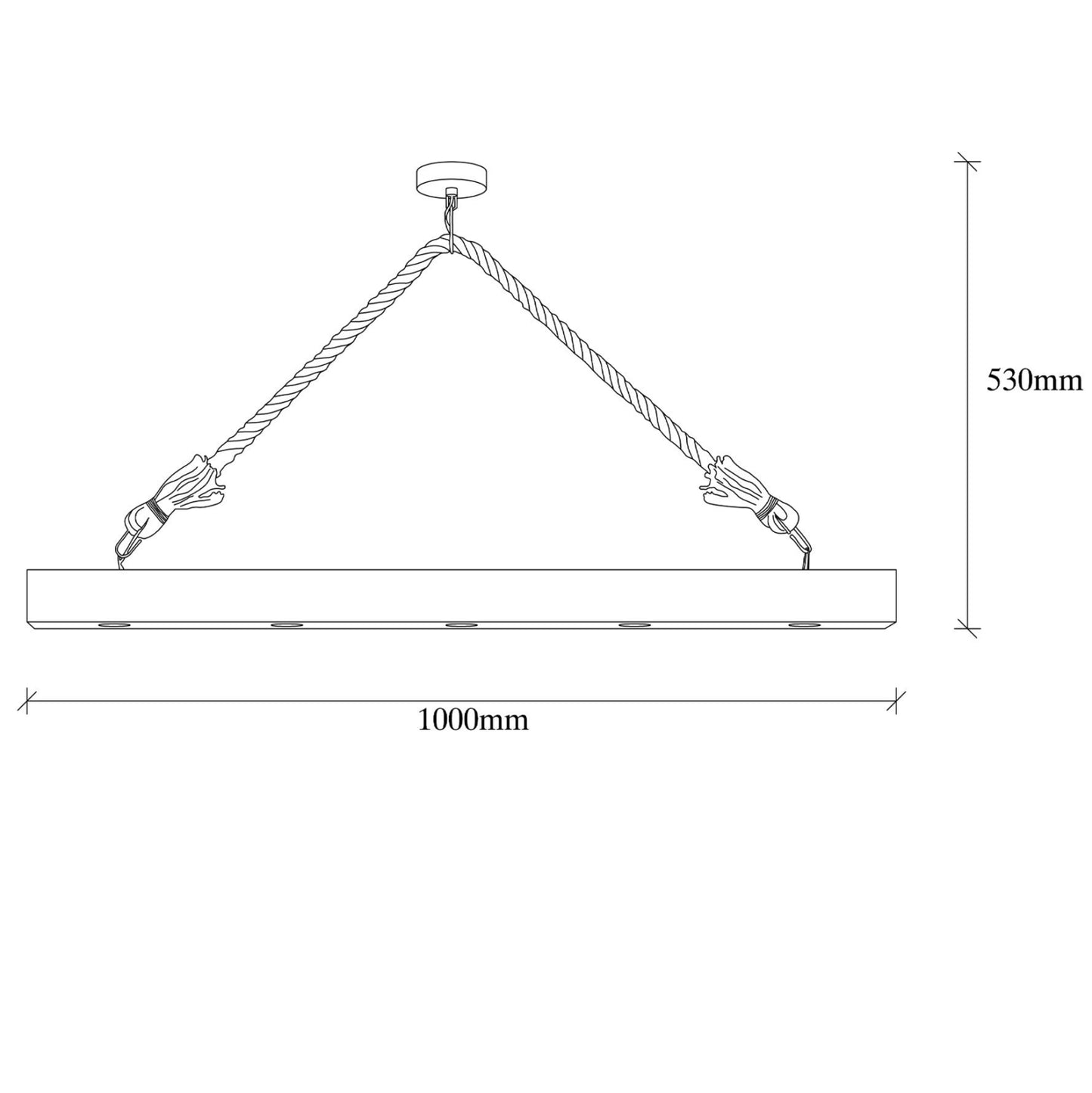Wooden Pendant Light With Rope Details Hm7263 100Χ7Χ53 Cm.