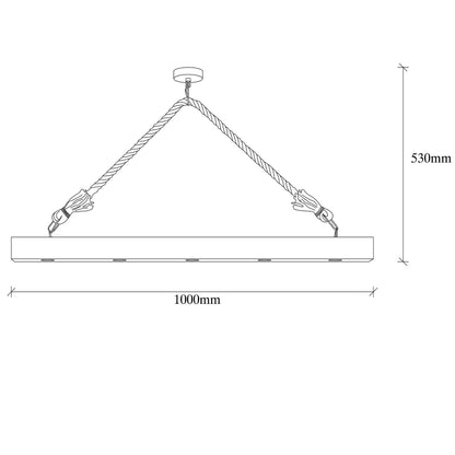 Wooden Pendant Light With Rope Details Hm7263 100Χ7Χ53 Cm.
