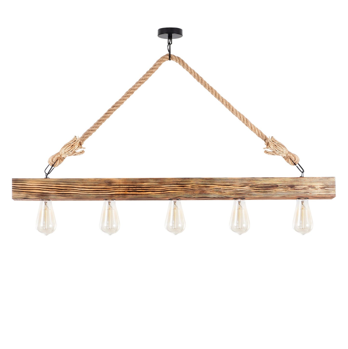 Wooden Pendant Light With Rope Details Hm7263 100Χ7Χ53 Cm.