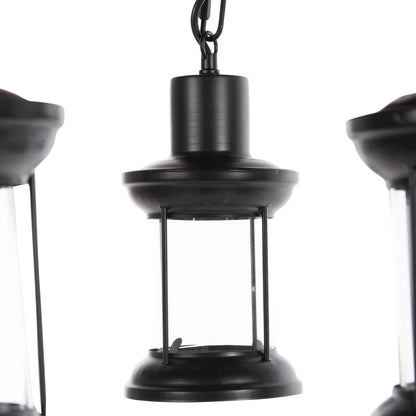 Ceiling Pendant 6-light Hm4116 Wood-metal-glass 119h Cm.