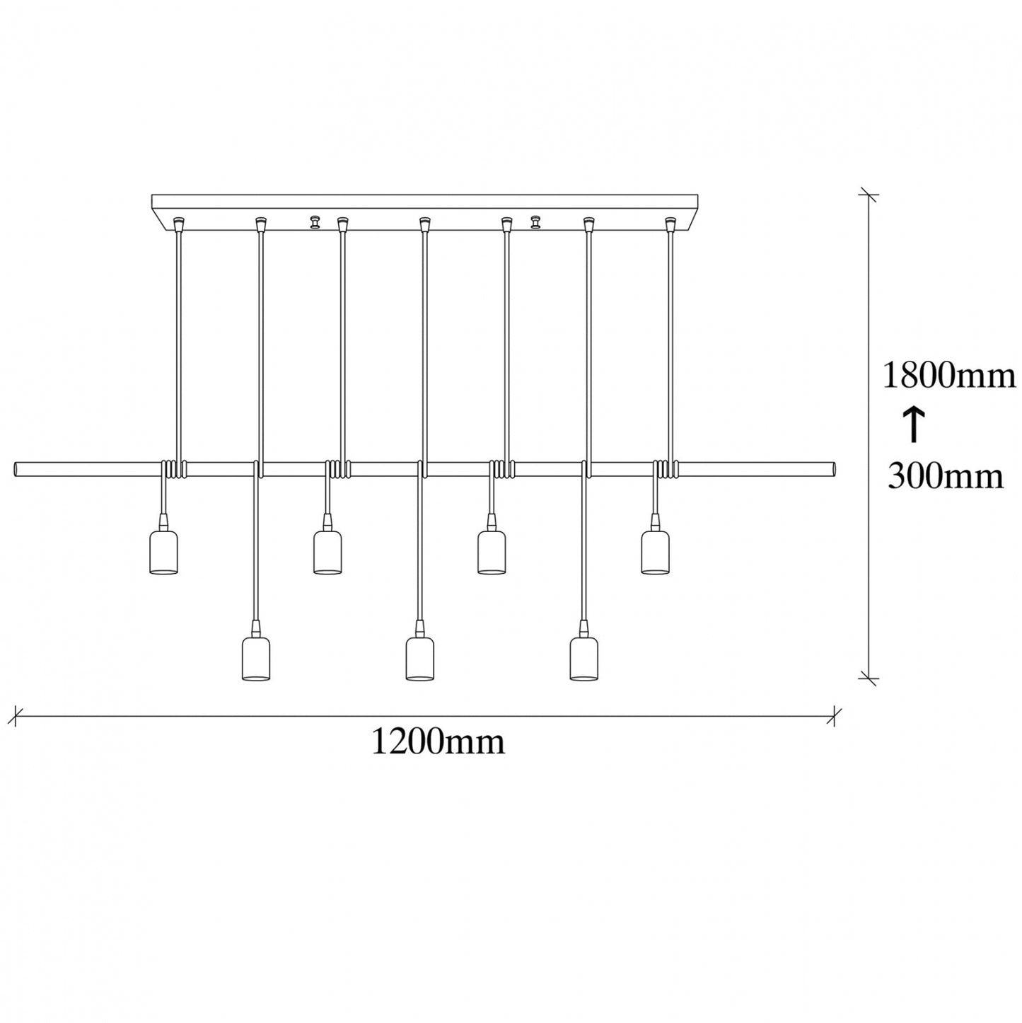 Metallic Pendant Light In Black Hm7266 120Χ10Χ180cm.