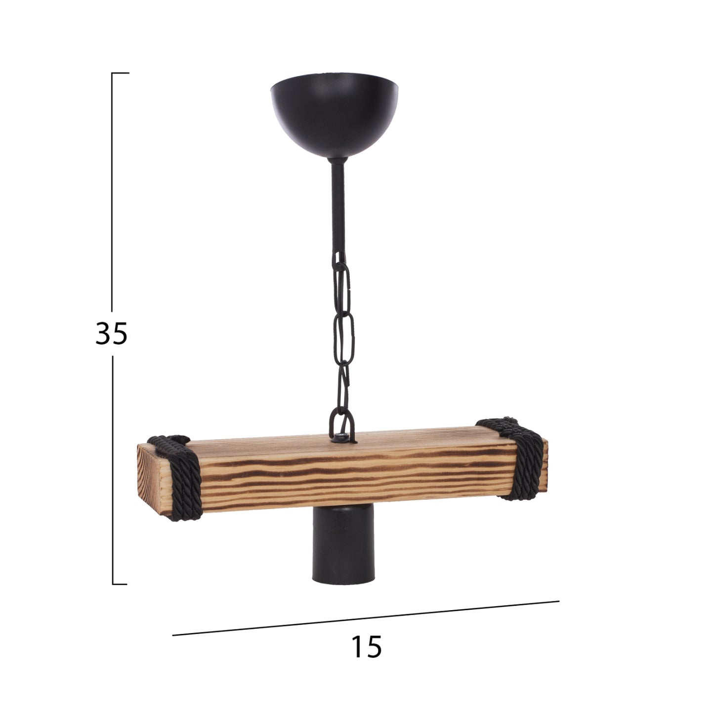 Ceiling Pendant Wood Plank With Chain 15x11x35h Cm.hm7697.01