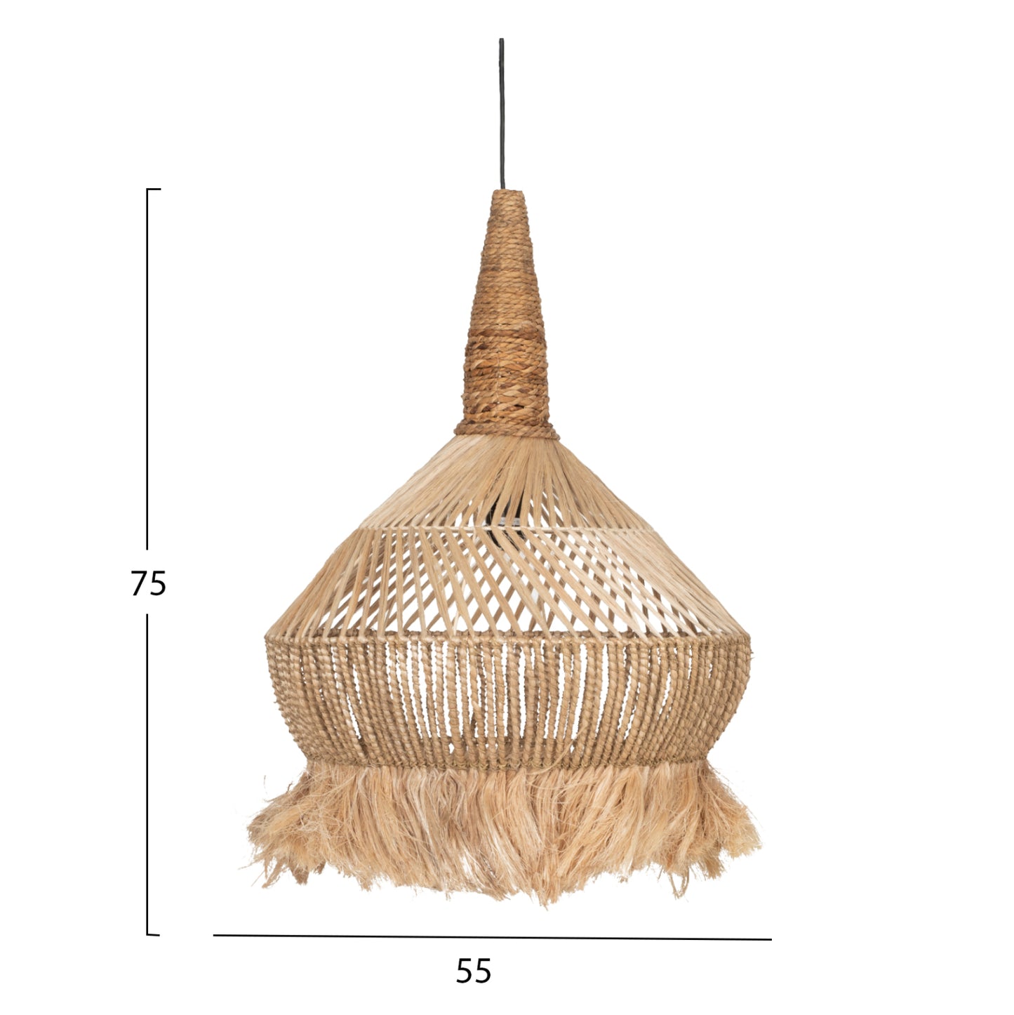 Ceiling Pendant Made Of Abaca And Banana Fibers Natural Color 55x55x75hcm.hm7774