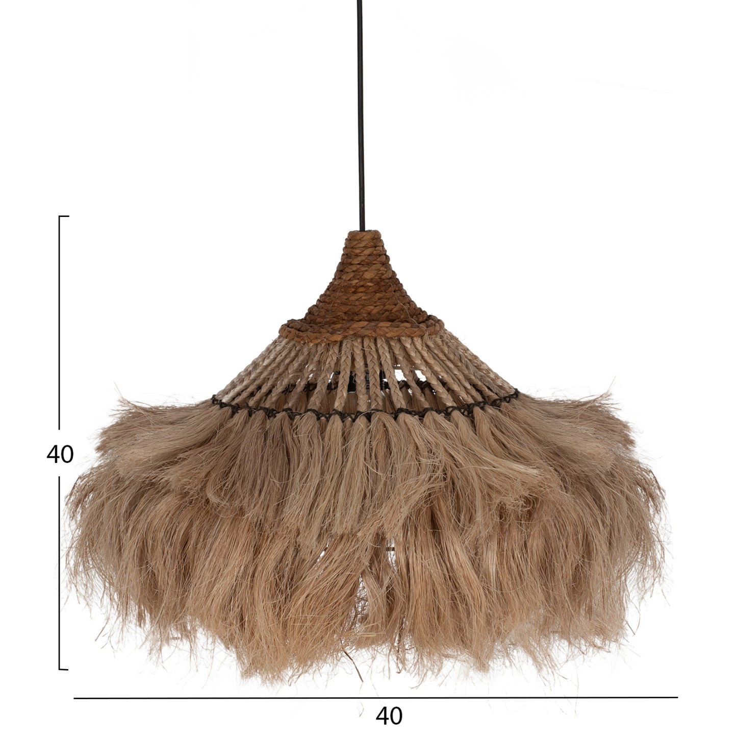 Ceiling Pendant Made Of Abaca Fibers In Natural Color 40x40x40-80hcm.hm7806