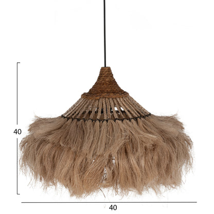 Ceiling Pendant Made Of Abaca Fibers In Natural Color 40x40x40-80hcm.hm7806