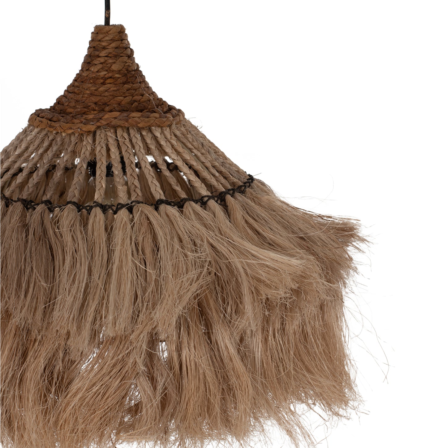 Ceiling Pendant Made Of Abaca Fibers In Natural Color 40x40x40-80hcm.hm7806