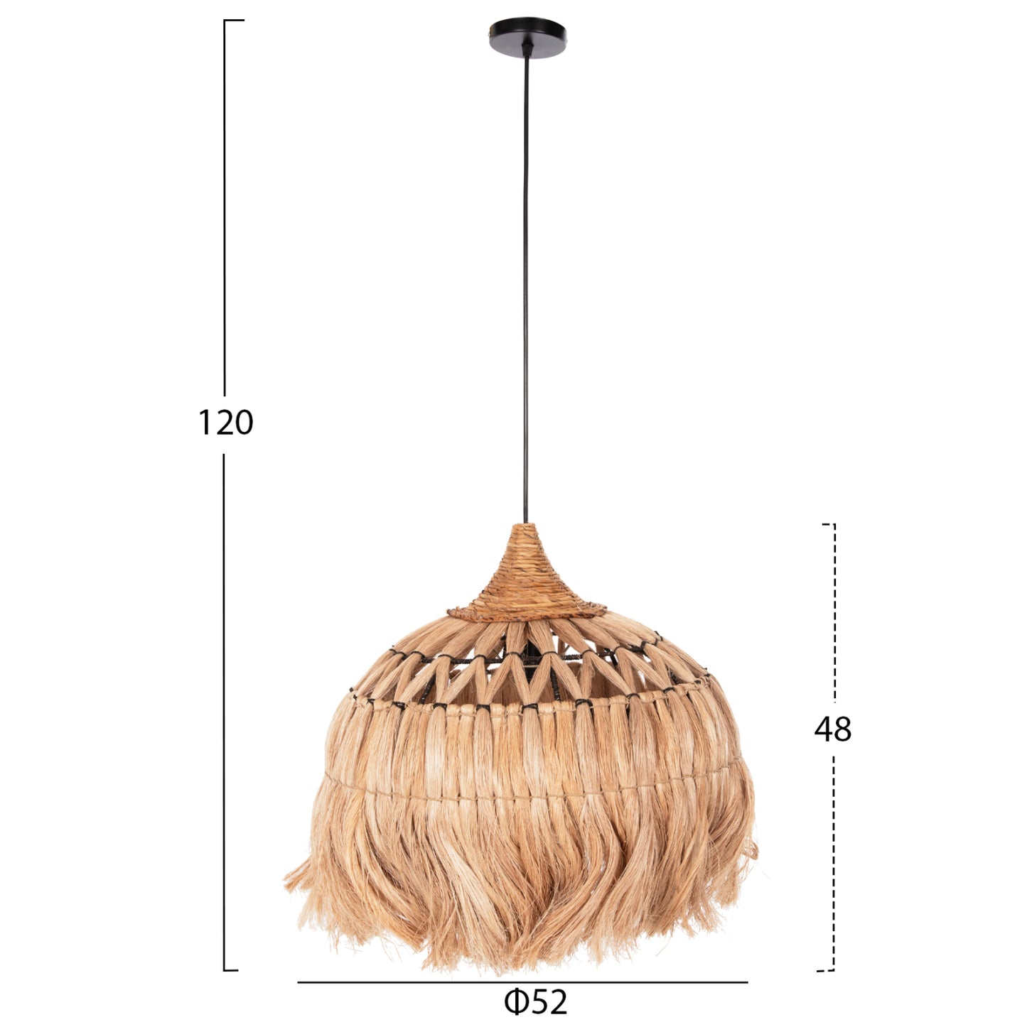 Ceiling Pendant Made Of Abaca Fibers In Natural Color Φ52x48-120hcm.hm7760
