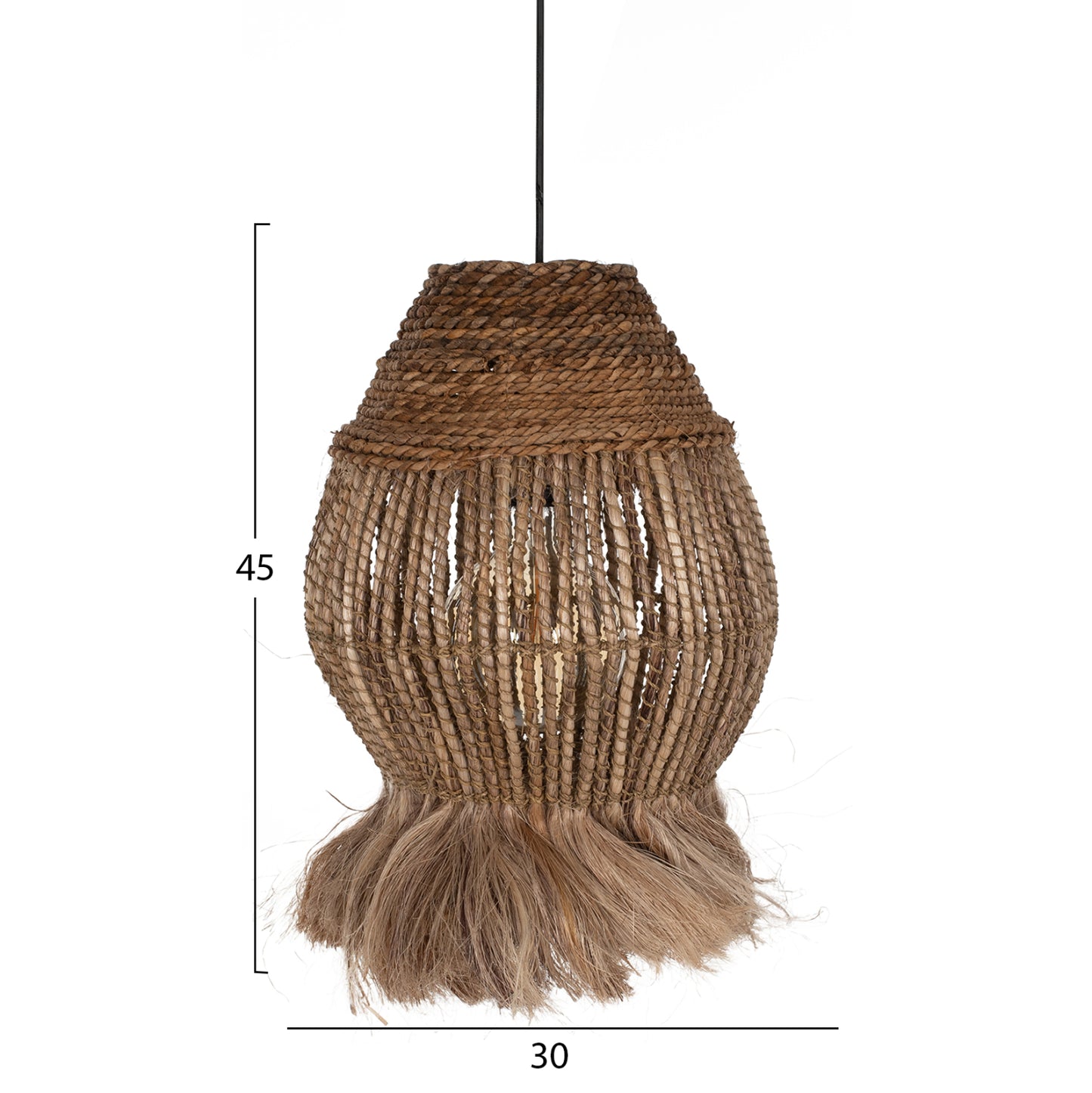 Ceiling Pendant Abaca Fibers In Natural 30x30x45-80hcm.hm7772