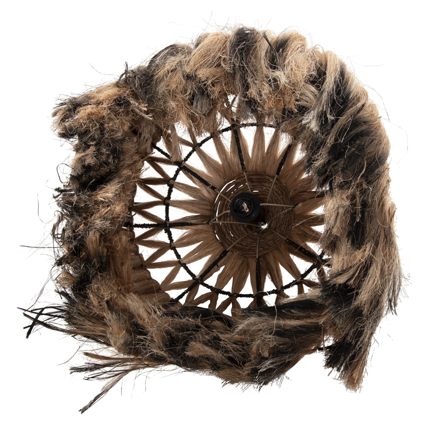 Ceiling Pendant With Abaca Fiber Cap In Natural And Black Color Φ52x52-120hcm.hm7761