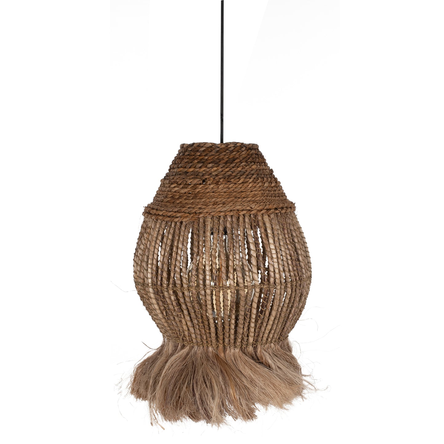 Ceiling Pendant Abaca Fibers In Natural 30x30x45-80hcm.hm7772
