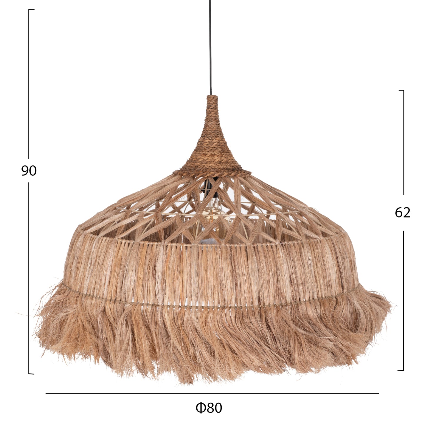 Ceiling Pendant Made Of Abaca Fibers In Natural Color Φ80x62-90hcm.hm7780