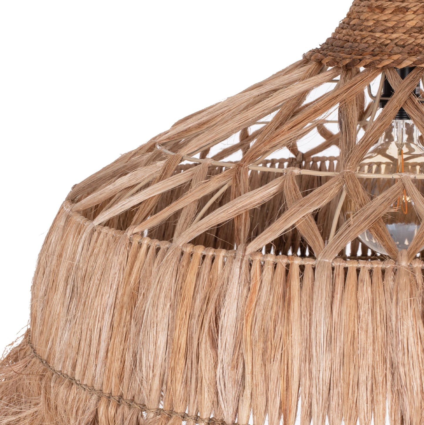 Ceiling Pendant Made Of Abaca Fibers In Natural Color Φ80x62-90hcm.hm7780