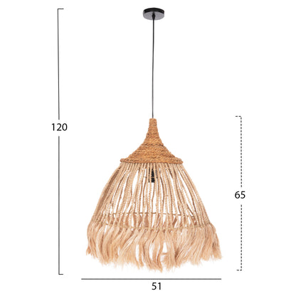 Ceiling Pendant With Abaca Fibers Cap Natural Color Φ51x65-120hcm.hm7752