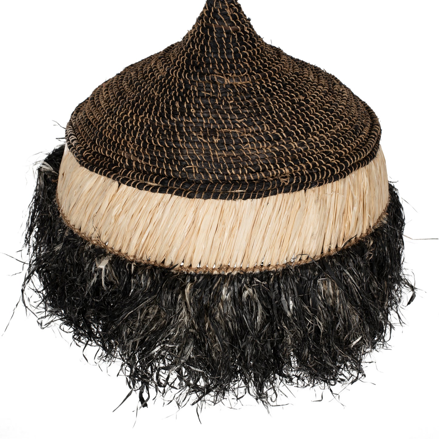 Ceiling Pendant Telag Hm7788 With Sisal And Abaca Fiber Cap In Natural-black 50x50x60hcm.