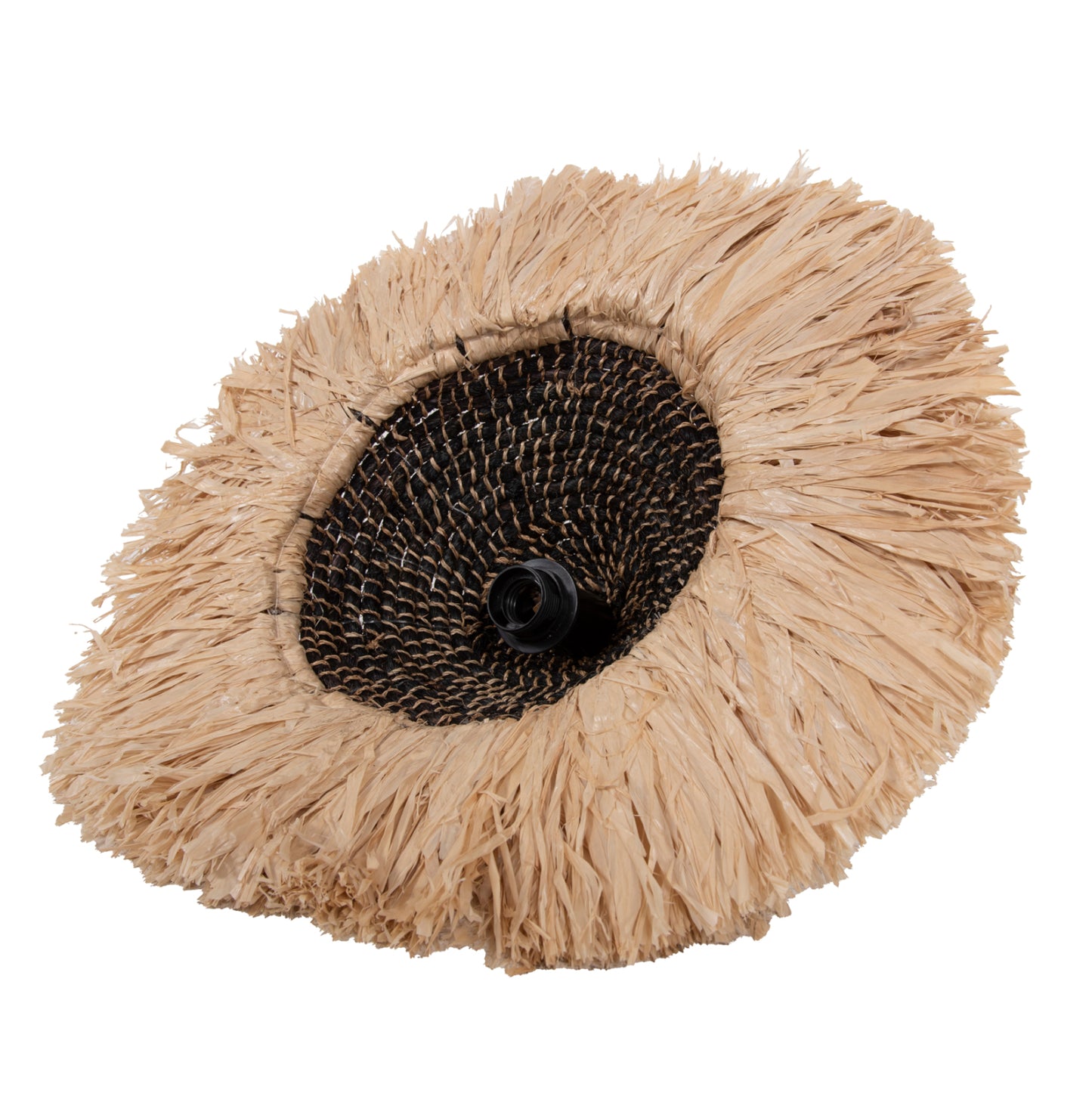 Ceiling Pendant Made Of Sisal And Abaca Fiber Cap In Natural-black 50x50x20hcm.hm7789