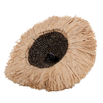 Ceiling Pendant Made Of Sisal And Abaca Fiber Cap In Natural-black 50x50x20hcm.hm7789