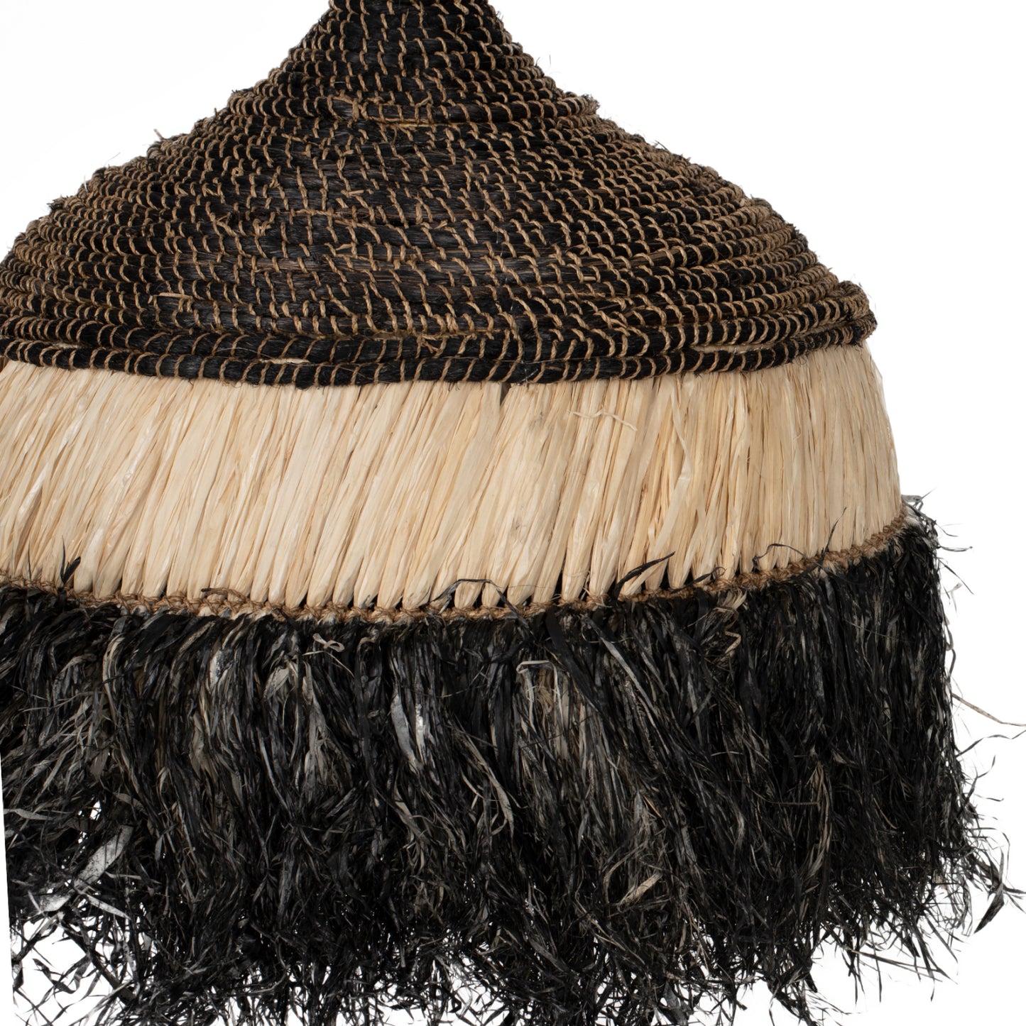 Ceiling Pendant Telag Hm7788 With Sisal And Abaca Fiber Cap In Natural-black 50x50x60hcm.