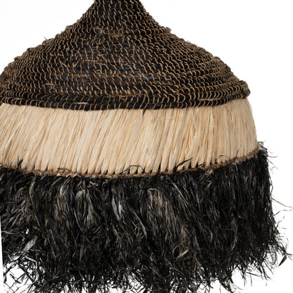 Ceiling Pendant Telag Hm7788 With Sisal And Abaca Fiber Cap In Natural-black 50x50x60hcm.