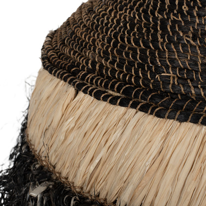 Ceiling Pendant Telag Hm7788 With Sisal And Abaca Fiber Cap In Natural-black 50x50x60hcm.