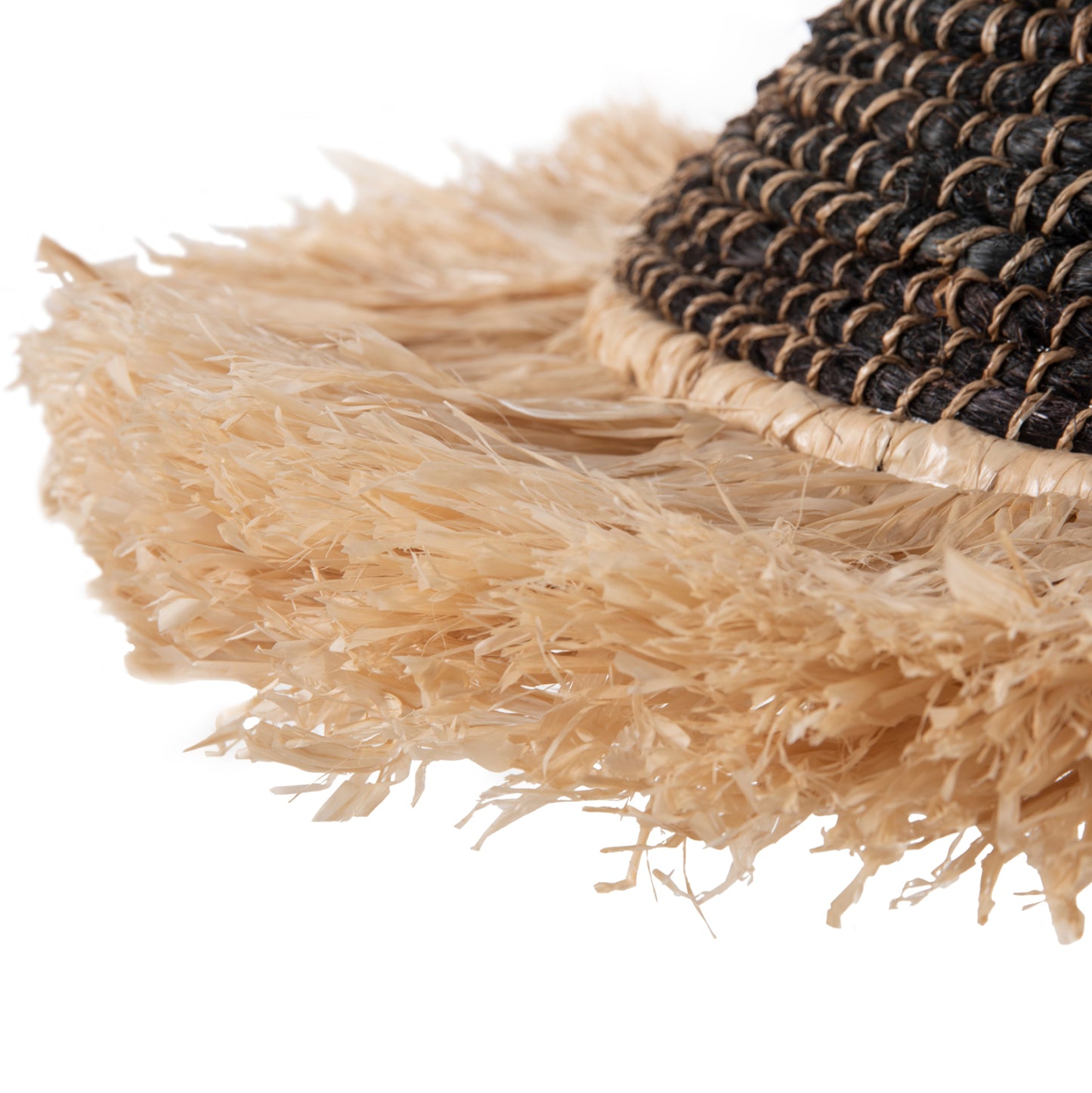 Ceiling Pendant Made Of Sisal And Abaca Fiber Cap In Natural-black 50x50x20hcm.hm7789