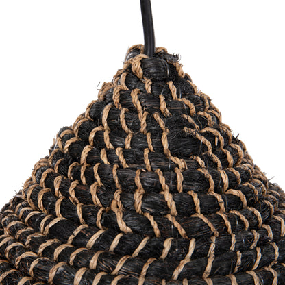 Ceiling Pendant Made Of Sisal And Abaca Fiber Cap In Natural-black 50x50x20hcm.hm7789