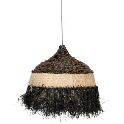 Ceiling Pendant Telag Hm7788 With Sisal And Abaca Fiber Cap In Natural-black 50x50x60hcm.