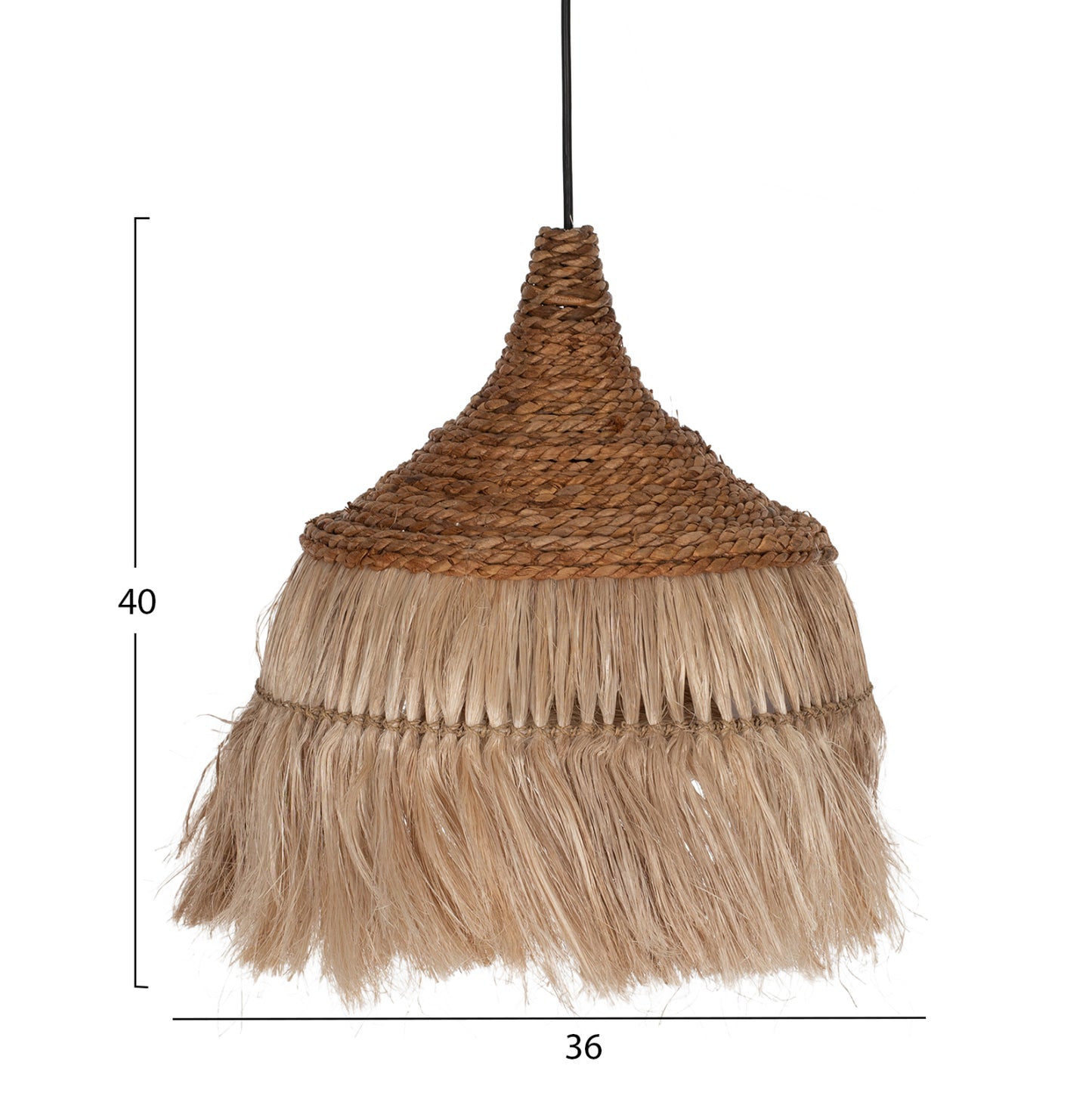 Ceiling Pendant With Fringes Made Of Abaca In Natural Color 36x36x40hcm.hm7753
