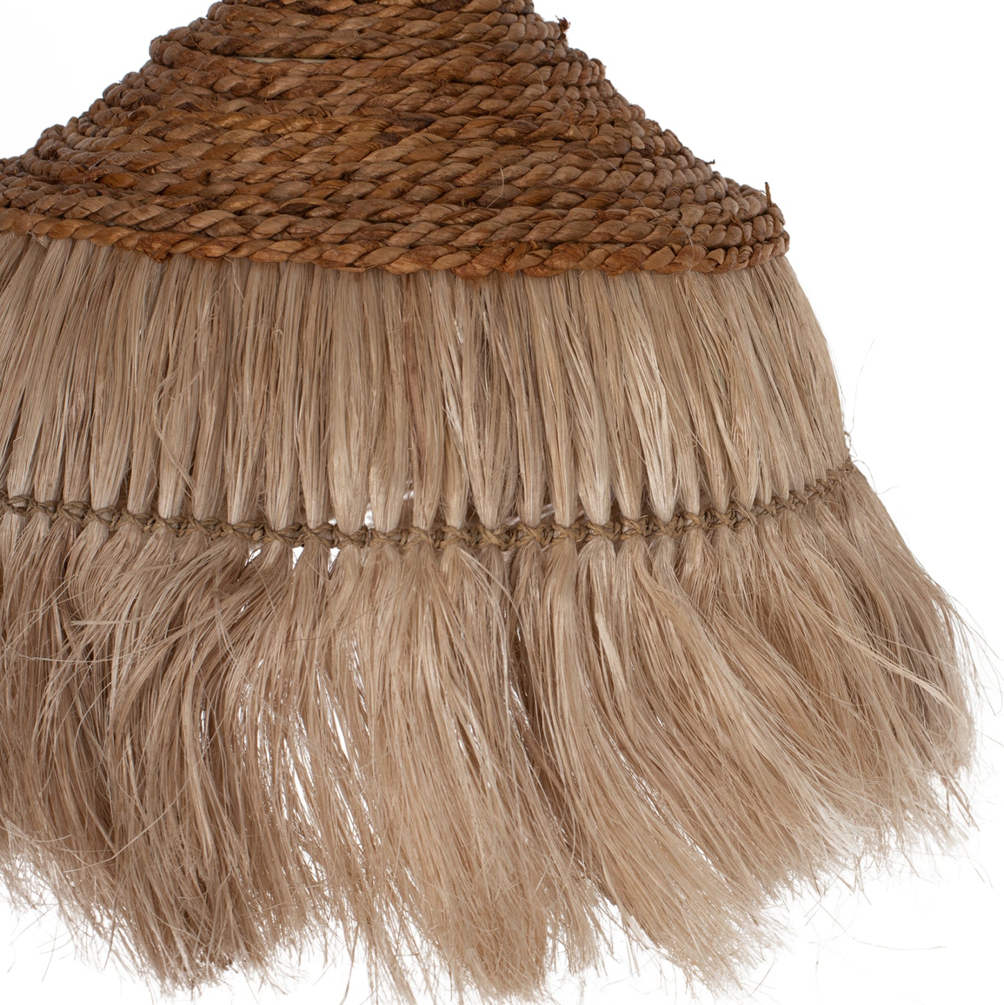 Ceiling Pendant With Fringes Made Of Abaca In Natural Color 36x36x40hcm.hm7753