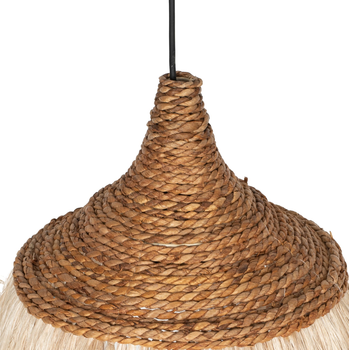 Ceiling Pendant With Fringes Made Of Abaca In Natural Color 36x36x40hcm.hm7753