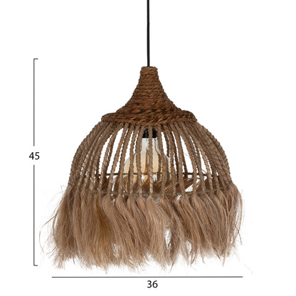 Ceiling Pendant Made Of Manila Hemp With Fringes Natural Color 36x36x45hcm.hm7751