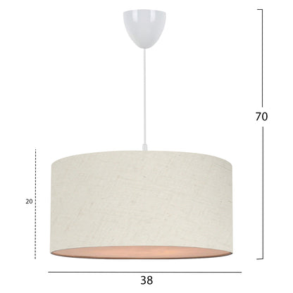 Pendant Ceiling Lamp Hm7620.04 Ecru Textile Drum Shade